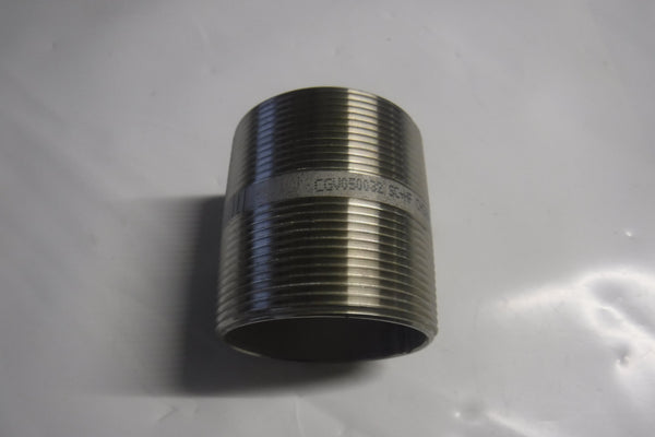 2"npt Nipple x 2.5"OAL T304THD BOTH ENDS